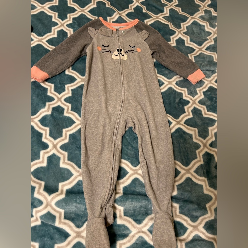 Carter's Gray and Pink Footies with Animal Design